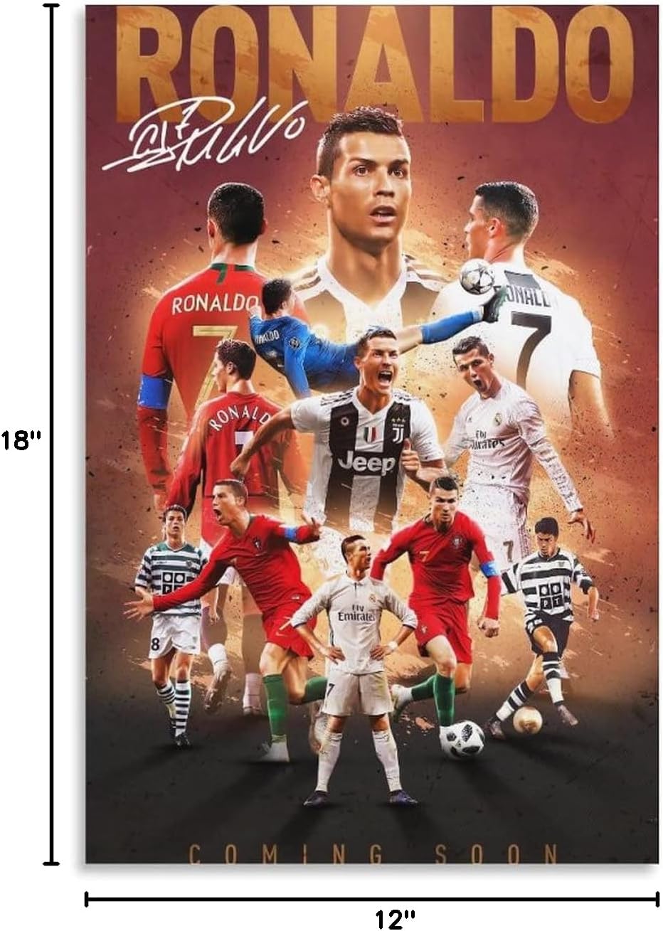 Cristiano Ronaldo Poster 2 Wall Art Canvas Print Poster Home Bathroom Bedroom Office Living Room Decor Canvas Poster Unframe: 12x18inch(30x45cm)