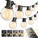 addlon Outdoor String Lights 100FT G40 with Remote, 50+4 LED Shatterproof Bulbs, Dimmable Patio Globe Lights Waterproof, Hanging Outside Lighting for Backyard, Garden, Deck, Balcony, Porch, Decor 100FT(50 Sockets)