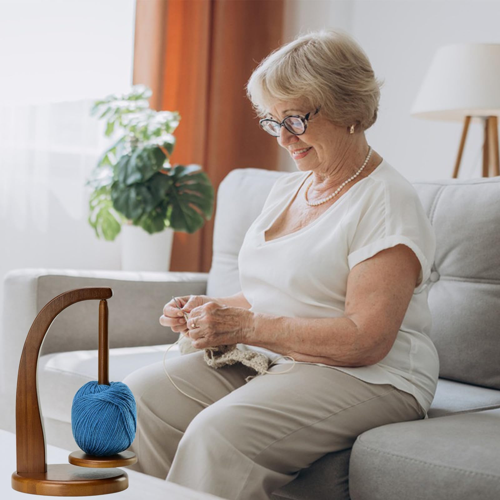 UMLIPOT Wollabwickler, Wollhaspel Rotierender Magnetischer Wollknäuelhalter,Yarn Winder Garnrollenhalter wollabwickler Holz Wollhalter wollwickler für Häkel- und Strickzubehör-Geschenke (Retro-Farbe)