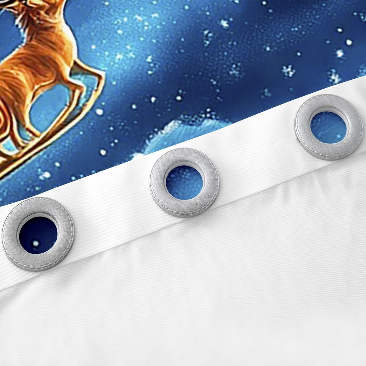 Merry Christmas Window Curtain,Santa Claus Elk Dogs Cute Animals Blackout Window Curtains for Girls Boys,Blue Stars Galaxy Winter Xmas Night Window Treatment Curtains for Living Room, 38Wx45L inch