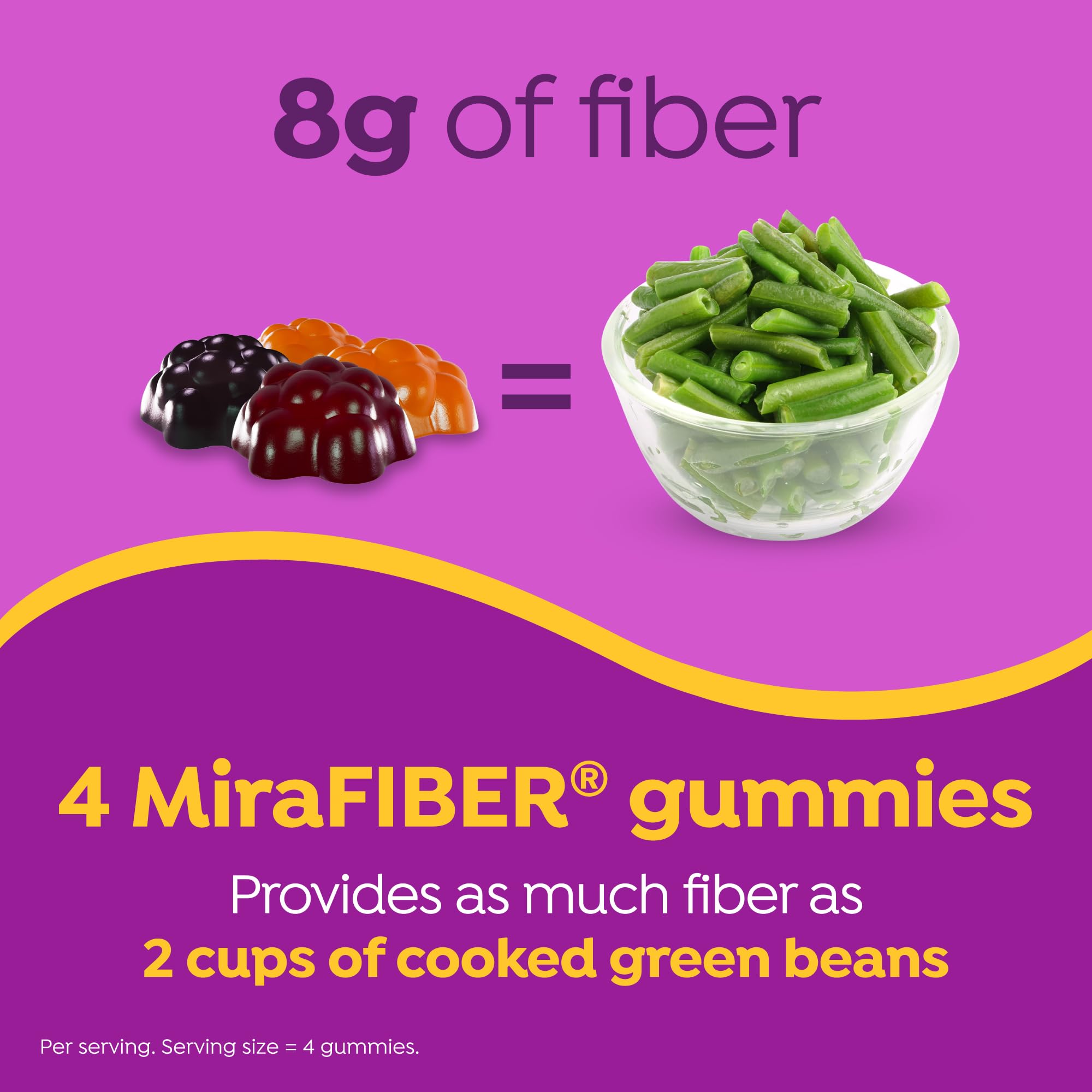 MiraFIBER Gummies, from The Makers of MiraLAX, Vegan Formula, 8g Per Serving, Gut Health for Men & Women, Prebiotic Fiber Gummies for Adults, Mixed Fruit Flavor 72Ct — Amazon image 8