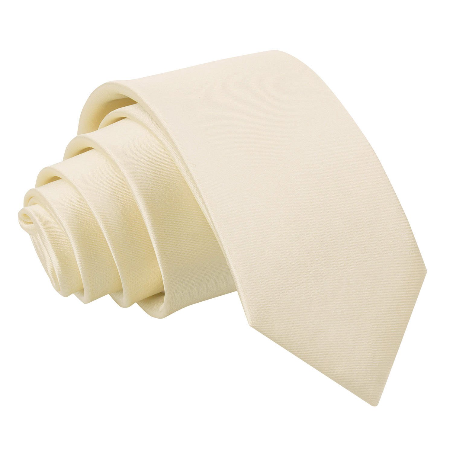 Dqt Men's Champagne - 7Cm Tie Plain Satin Tie – Wedding, Business & Formal Necktie - Champagne Slim 7Cm
