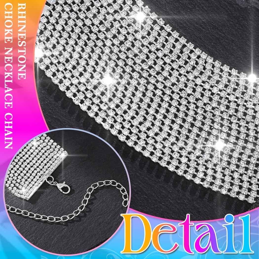 Aukmla Rhinestone Choker Necklace Silver Diamond Necklaces Chain for Women - Image 5