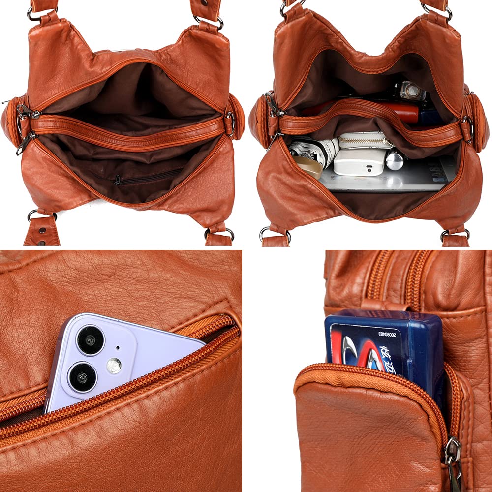 Bolso Hobo Bolso de Hombro con Bandolera en Cuero PU para Mujer Retro Bolsos Bandolera Elegante Bolso de Mano Vendimia Bolsode señora para Damas Mamá Negro