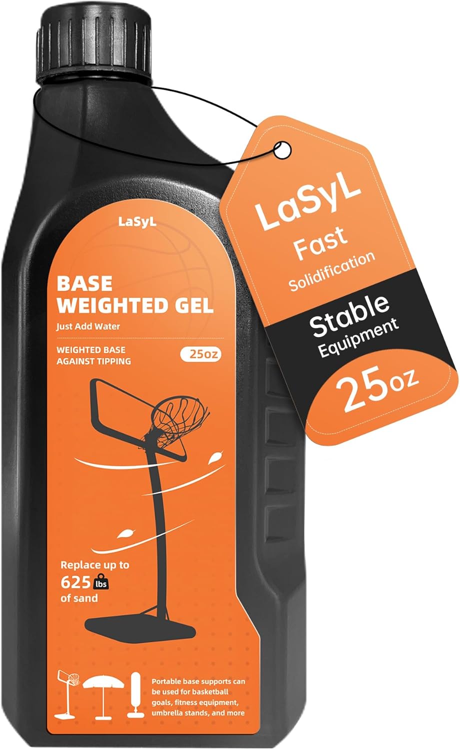 LaSyL Base Weighted Gel (25/50 Ounces) - Sand & Sandbag Replacement for Anchoring Portable Basketball Hoops, Outdoor Umbrellas and Volleyball Nets - More Effective Than Water Alone