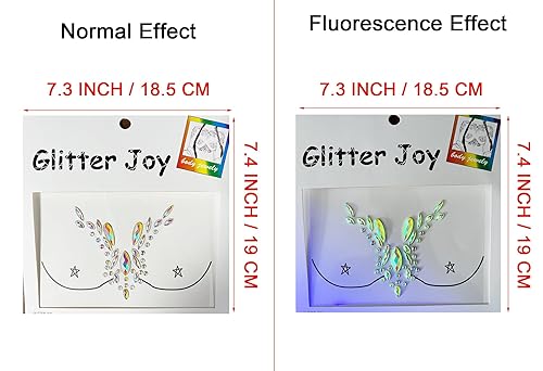 Miniatura 6 de Gemas de pecho de sirena paquete de 2 cristales de arco iris brillo para festivales de música rave EDM Halloween EDC