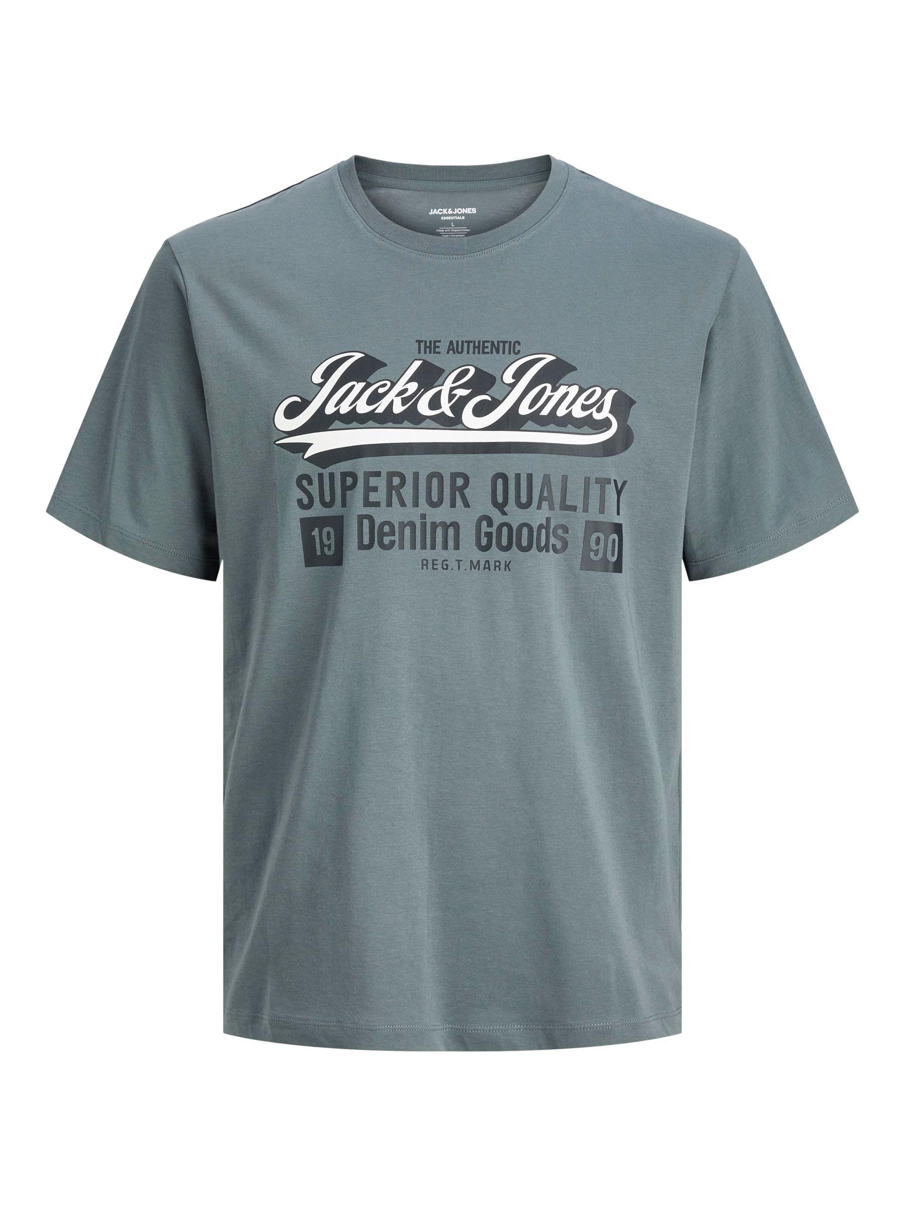 JACK & JONES Mens O-Neck Short Sleeve T-Shirt Regular Fit Casual Cotton Tee Top for Everyday Wear, UK Sizes S to 3XL