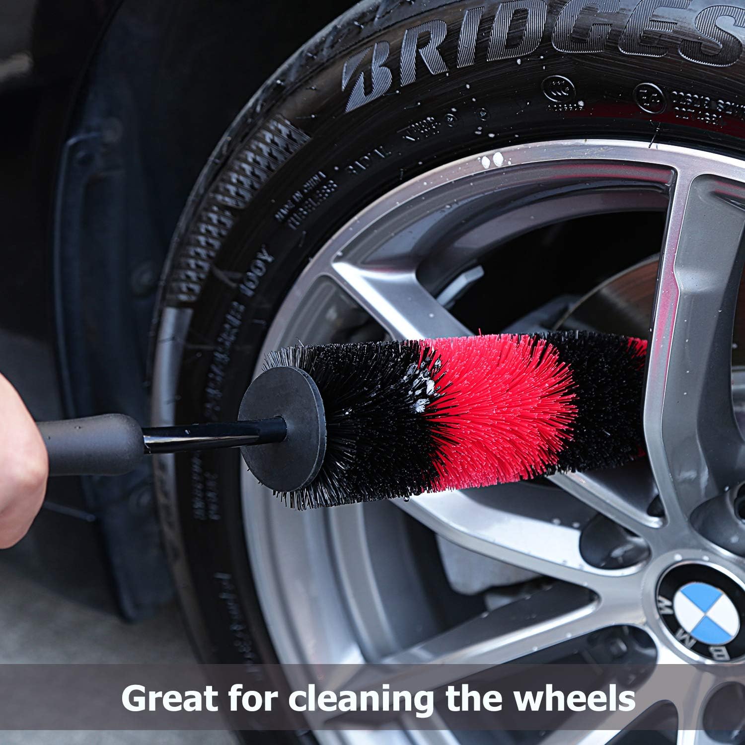 Teancll 6 Pack Car Wheel Brush Set, 17 Inch Long Soft Bristle Tire Brush with 5 Sizes Car Detailing Brushes for Cleaning Wheels Rims Exhaust Tips Vehicle Engine and More