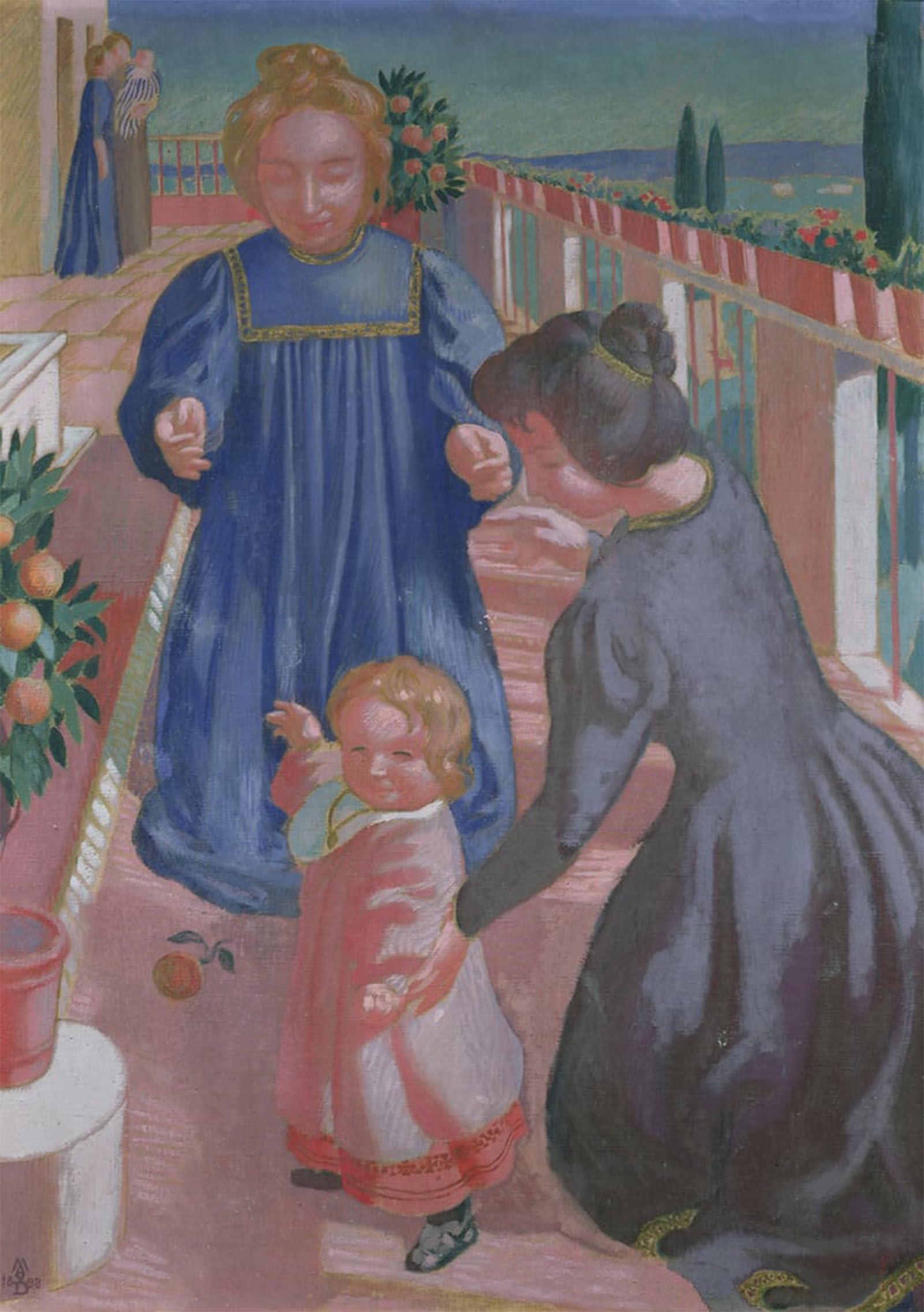 SERENDIPITP Abstract Painting Mural Print Picture Wall Decor Painting the First Steps on the Terrace At Fiesole by Maurice Denis Vintage Wall Artwork for Home Decor 60x90cm