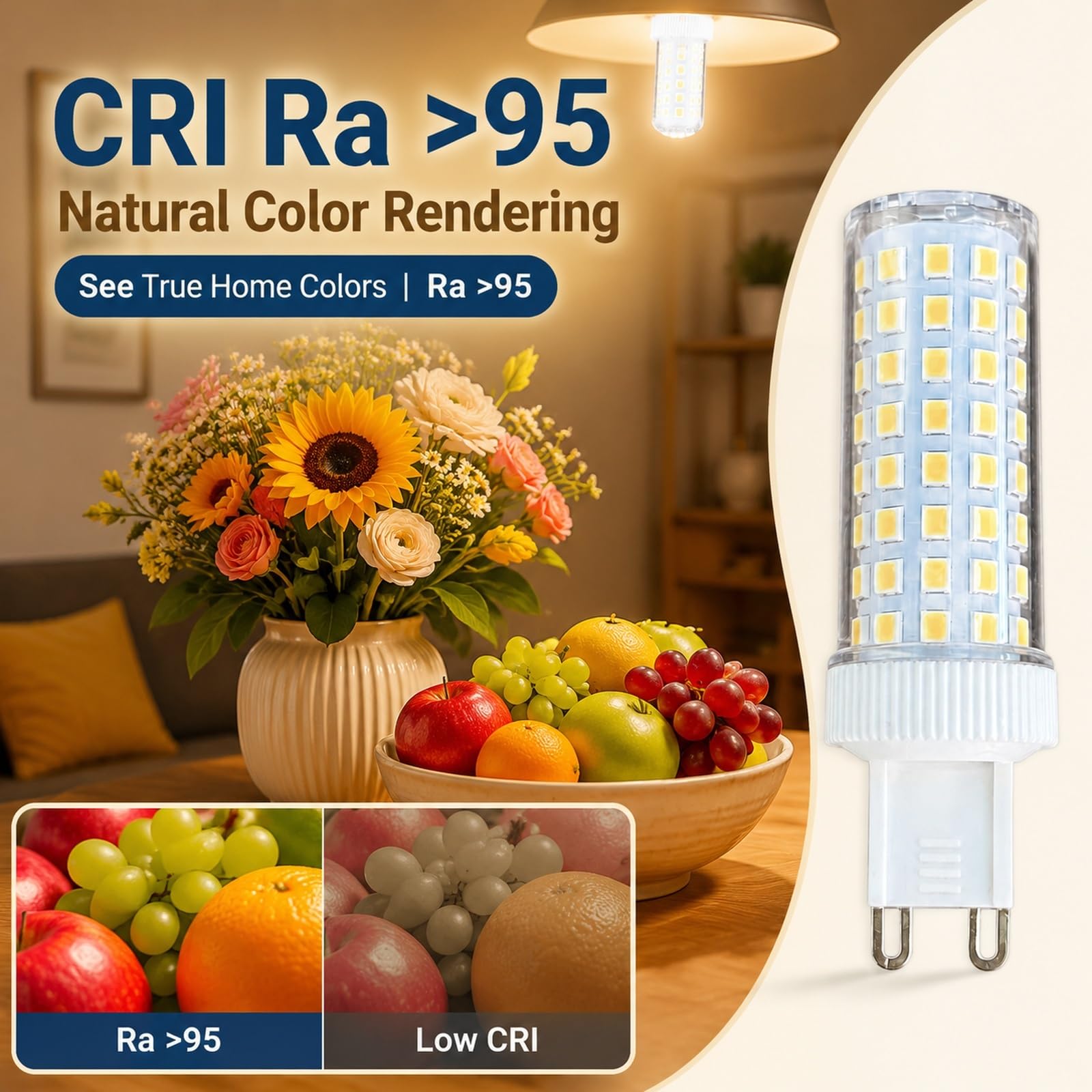 Lampadine LED G9 Mais,18W eq 140W,Bianco freddo 6000K, 220-240V,Alta lum,CRI>95,Senza sfar,Per applique murale lampadario sosp,Non dimmabile,Confezione da 4