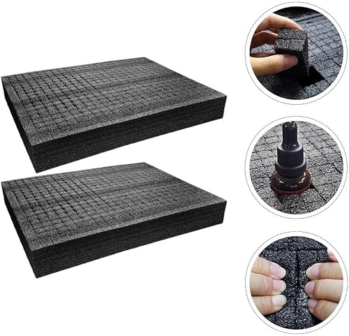 Miniatura 7 de Angoily 2 piezas de láminas de espuma Pick Pluck Foam Pre Cubed Inserto para caja de herramientas Envoltura Material de amortiguación para