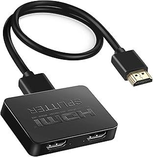 HDMI Splitter, 4K HDMI Verteiler 1 in 2 Out für Dual Monitore【Nur Duplizieren】 Unterstützt 4K@30HZ, 3D, 1080P, HDCP, UHD, ...