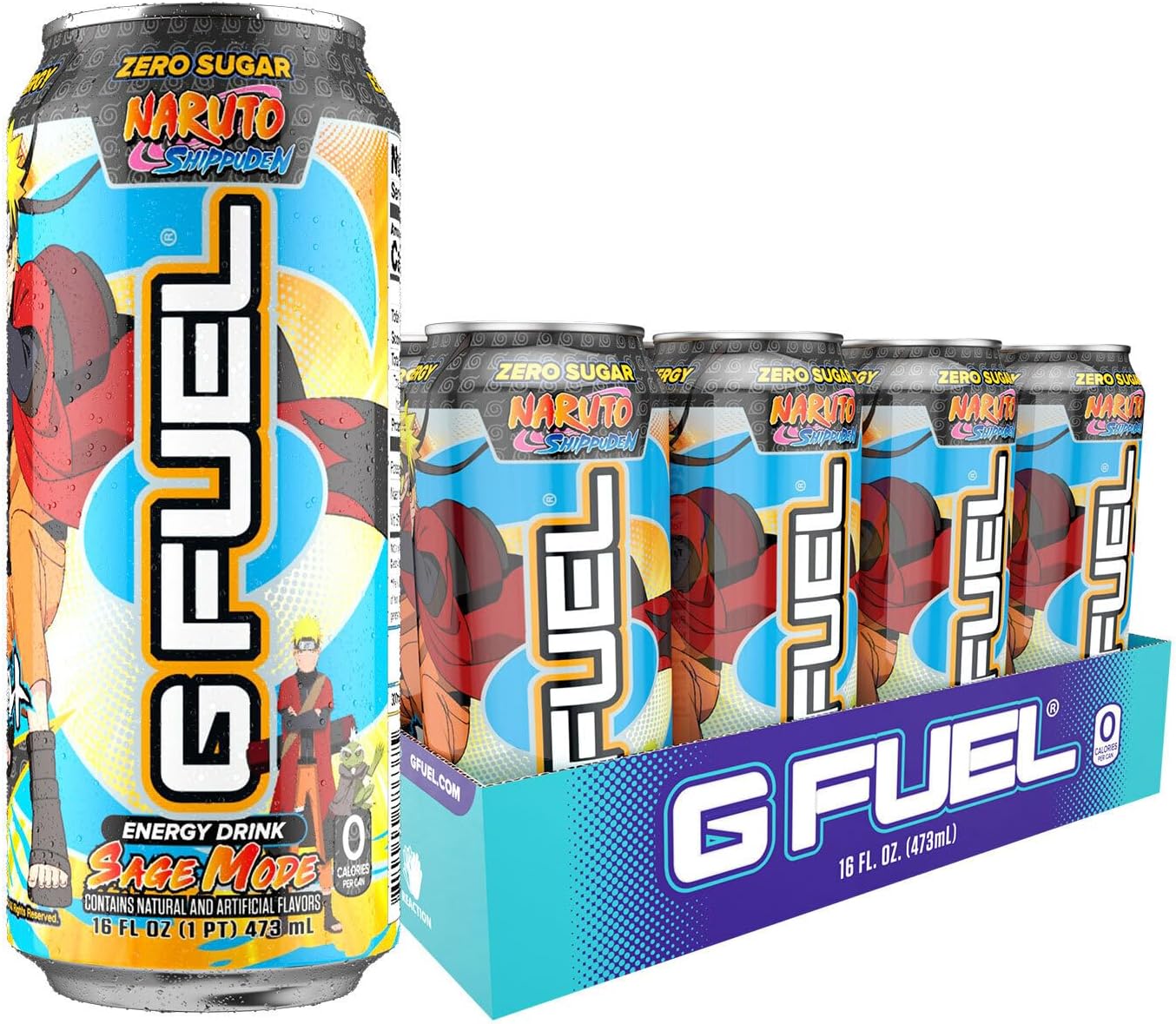 Sage Mode Energy Drink, 16 oz can, 12-pack case, Inspired by Naruto Shippuden