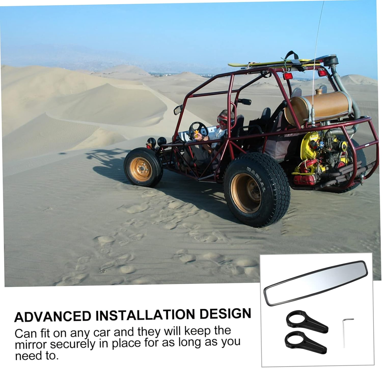 Garneck Wide Angle Rearview Mirror for Utv Atv and Off Road Vehicles Durable Easy Installation Fits Cars Enhanced Driving Safety