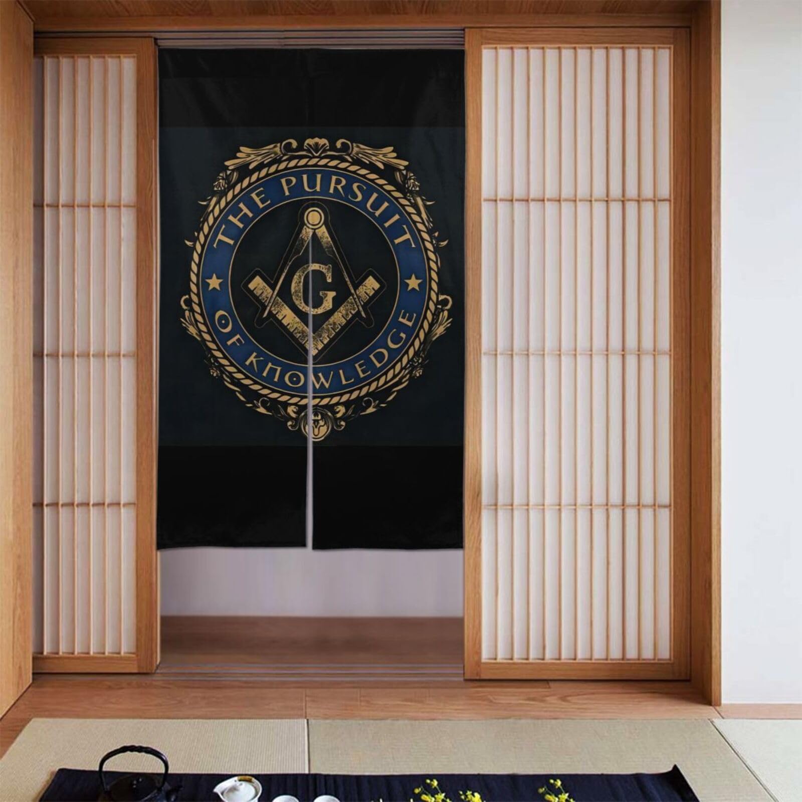Lukiyys Freemasonry Masonic Lodge Symbol Door Curtains,Doorways Curtains for Windows,Bedroom Divider 34"X 56"