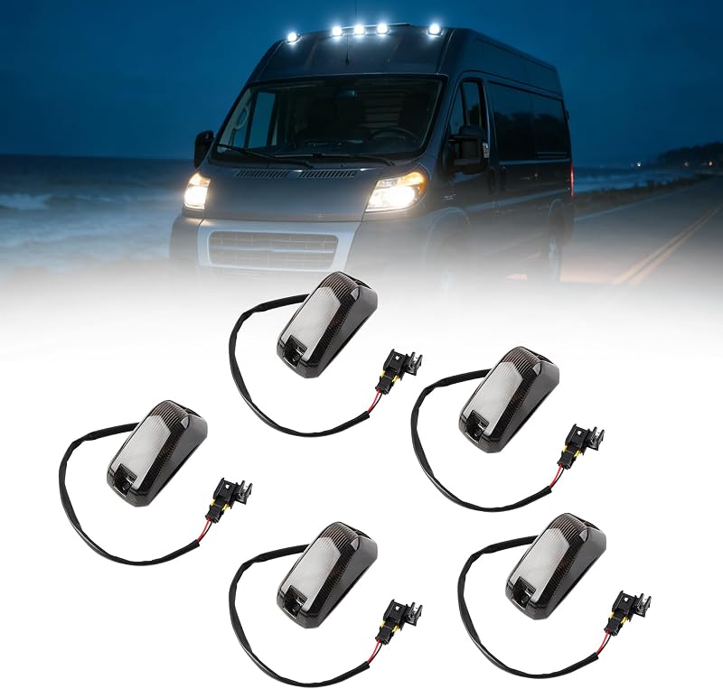 Luzes de marcação do teto dianteiro Dasbecan fumê para Ram ProMaster 1500 2500 3500 2014–2023 – Kit com 5 unidades