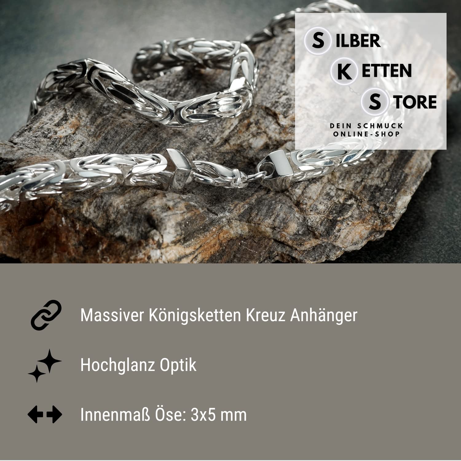 Anhänger Kreuz Königskette 3,5mm Kettenanhänger - 925 Silber