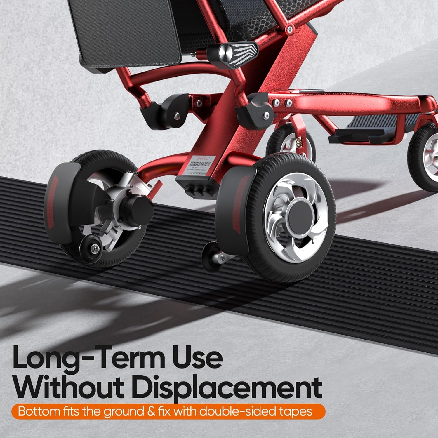Rampa per soglia da 1,5 cm, larghezza 90 cm, in gomma antiscivolo, ingresso porta, vialetto, bagno, piedistalli rialzati per sedie a rotelle, scooter, deambulatori e sedie (1,5cm salita)