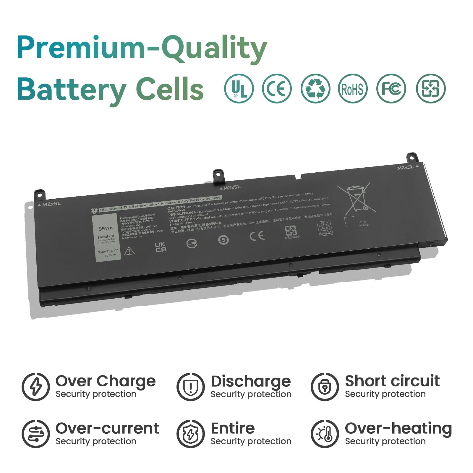 K KYUER 95Wh PKWVM Laptop Akku für Dell Precision 7550 7560 7750 7760 Serie Mobile Workstation P44E P93F P44E001 P44E002 P93F001 P93F002 C903V CR72X 0CR72X 0447VR 068N03 453-BBCQ Notebook Battery
