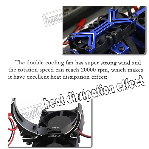Miniatura 6 de Ventilador de refrigeración de motor 3660 540 550 con montaje ajustable de 1.417-1.496 in, parte para 110 Slash SCX10 TRX4, ventiladores dobles de