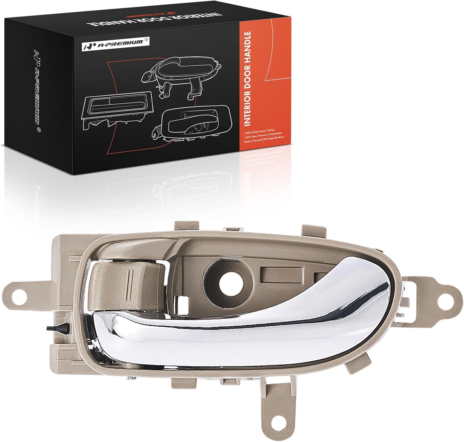 A-Premium Front or Rear Left Driver Side Interior Door Handle Compatible with Nissan Murano 2009-2014, Beige Housing with Chrome Lever, Replace# 80671-1AN1A