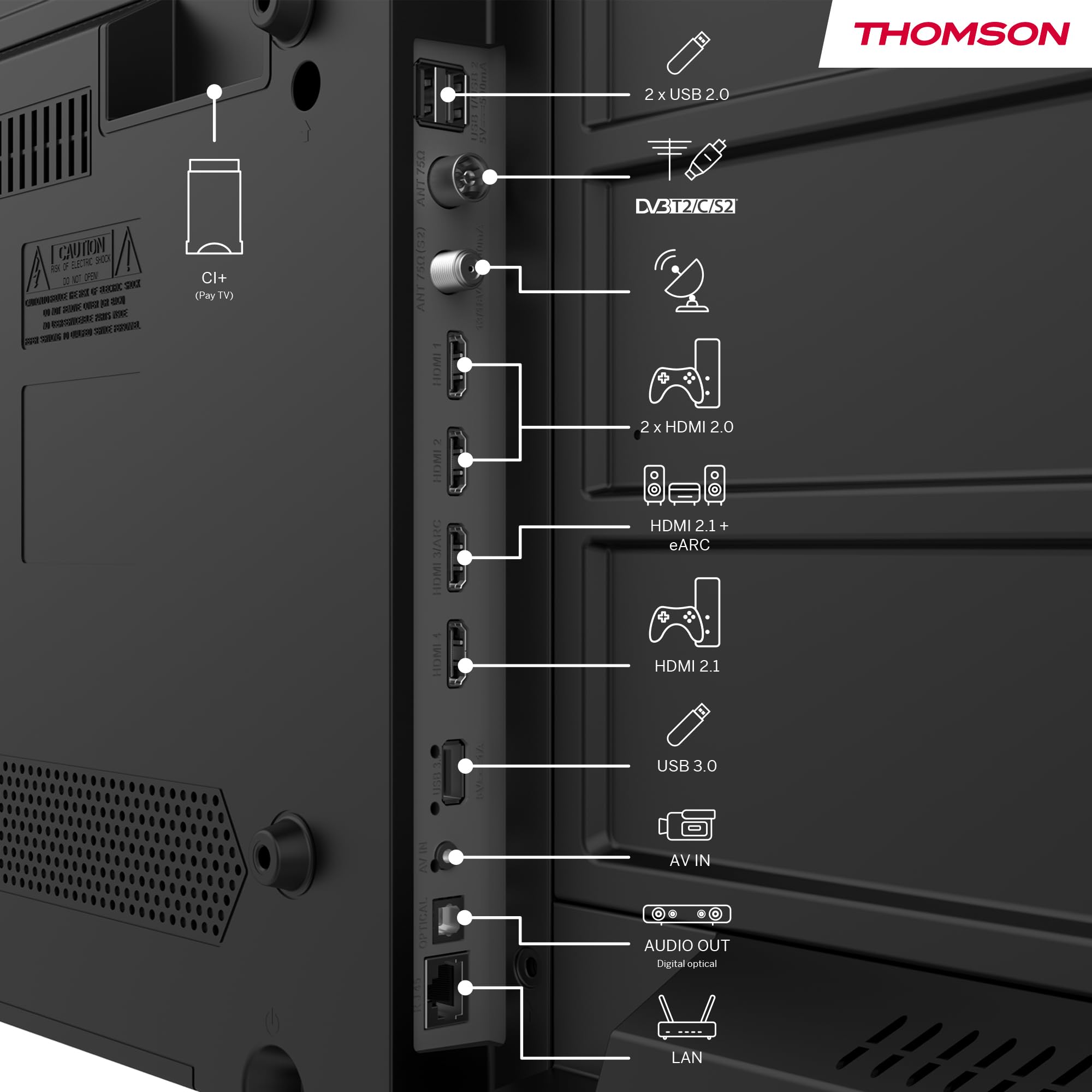 Thomson 55 Pollici (139cm) 4K Ultra HD Smart Google TV, Wi-Fi,Dolby Audio, HDR10, Bluetooth 5.1, Triple-Tuner (Cavo/Satellite/Antenna), HDMI, CI+, A+ Pannello - 55UG4S14