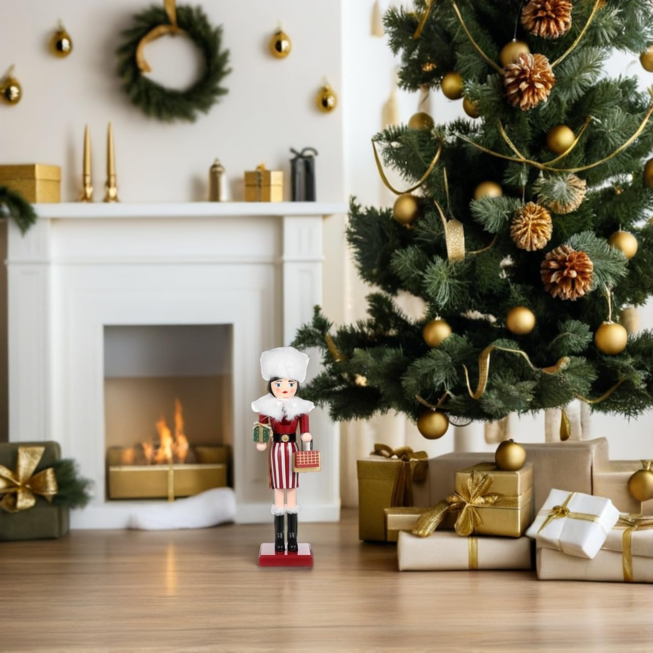POPETPOP Casse Noisette Noel, Décoration Casse Noisette Geant Figurine, Fille de Noël pour Centre de Table et Décor de Fête