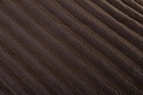 Miniatura 5 de Mintra Inicio Sherpa Manta de franela a rayas (marrón, 70 x 86 pulgadas grande))