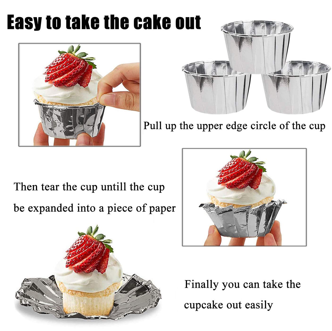 50x Cupcake Förmchen Silber - Backen Für Party, Hochzeit & Geburtstag