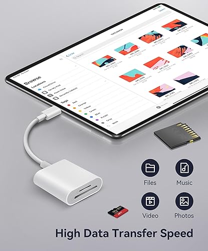 Miniatura 6 de Lector de Tarjetas SD USB C, WNXSLOAD Adaptador de Tarjetas SD con Ranuras Duales SD MicroSD para iPhone 15 16 iPad Mac MacBook Laptop, Lector de