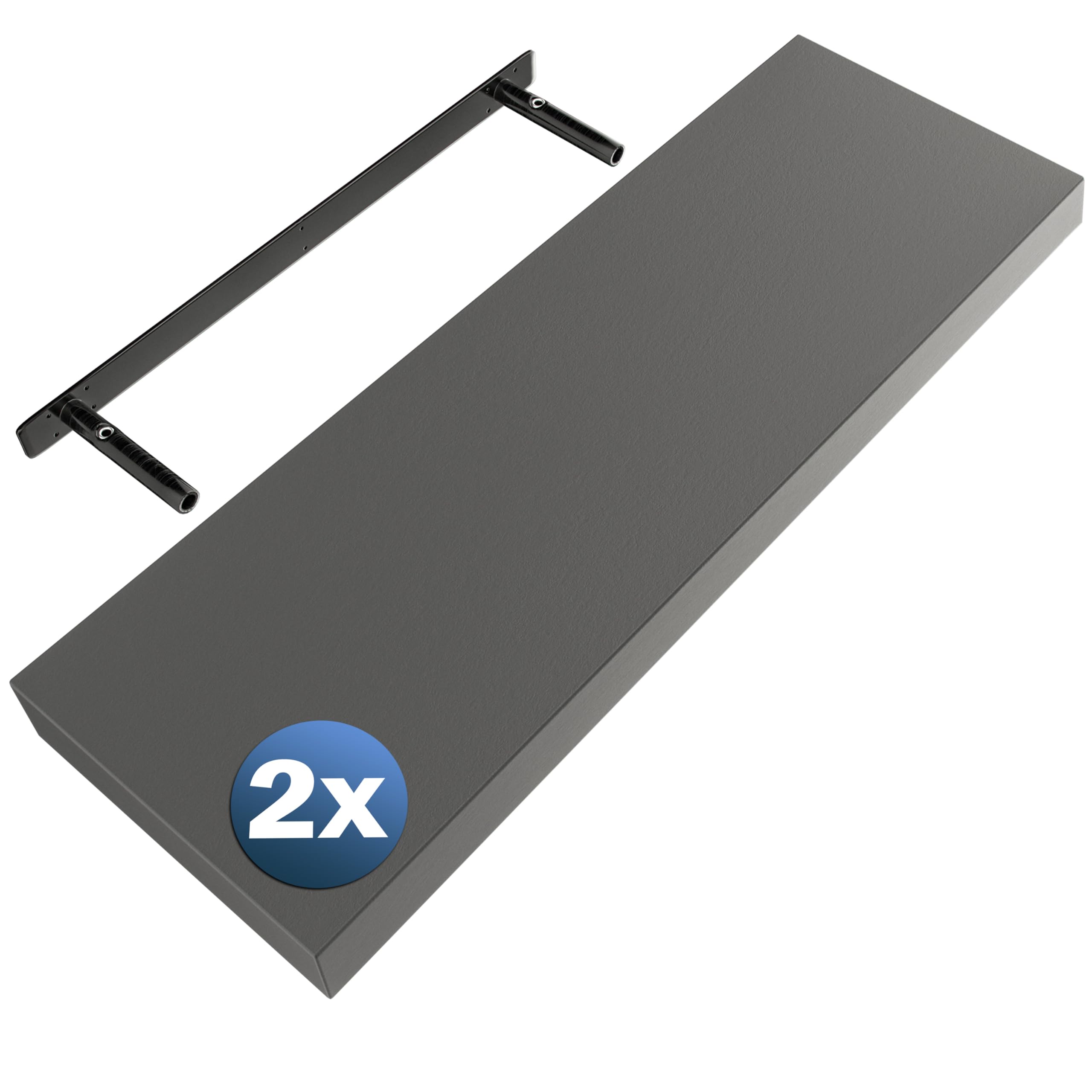 Casaria 2X Étagères Murales Flottantes 70 cm Gris MDF Robuste Effet Flottant étagère Bois Rangement décoration