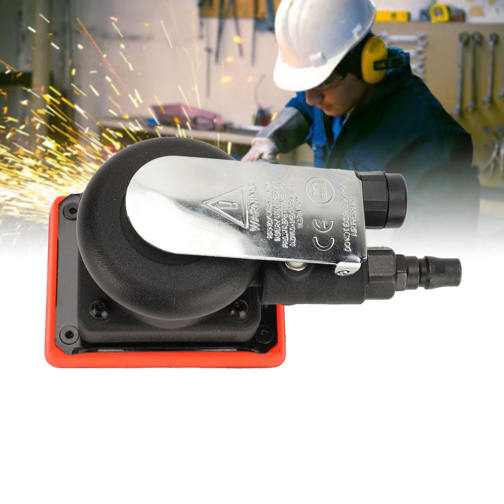 Pyhodi 12000rpm Pneumatic Sander, Air Square Sanding Machine with Automatic Exhaust, Comfortable Handle, Speed Adjustable, Random Orbit Air Sanders, 75x100mm for Car Waxing Polishing