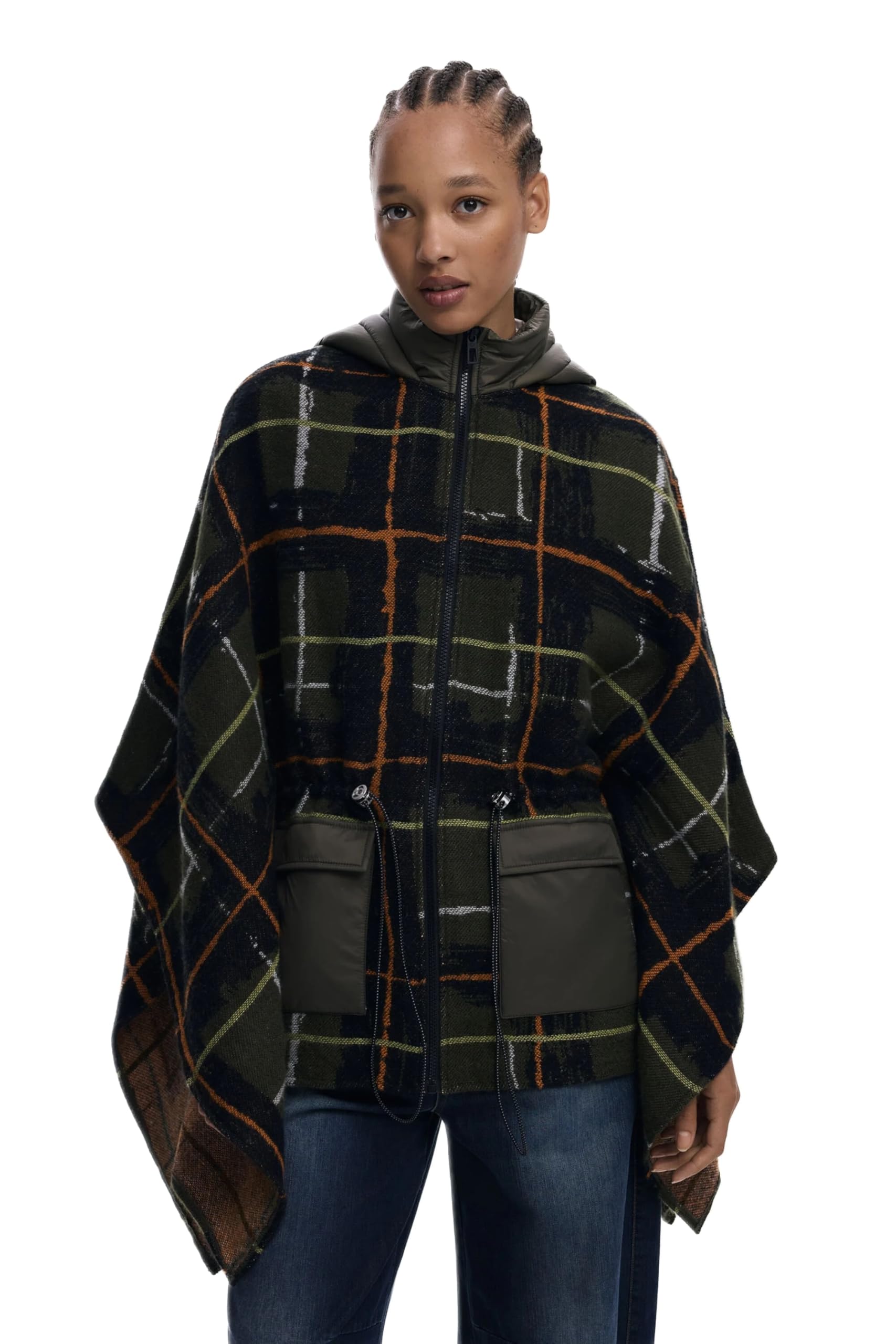 Desigual PONCHO_CHECKS KHAKI ALDAM, 4002 KHAKI, U