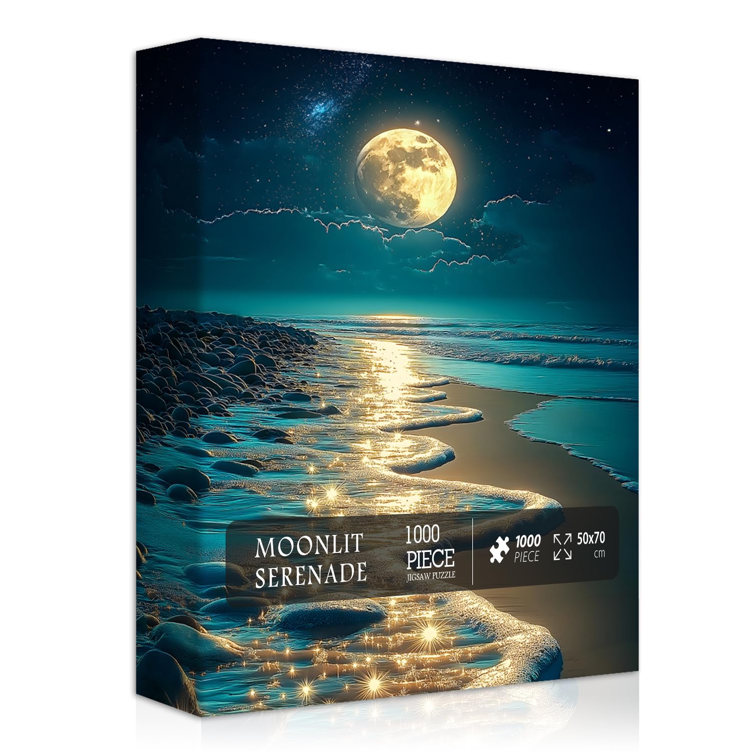 PICKFORU Beach Jigsaw Puzzle 1000 Pieces, Ocean Moon Nature Art Scenery, Colorful Magic Beach Themed Puzzle, Challenging for Adults