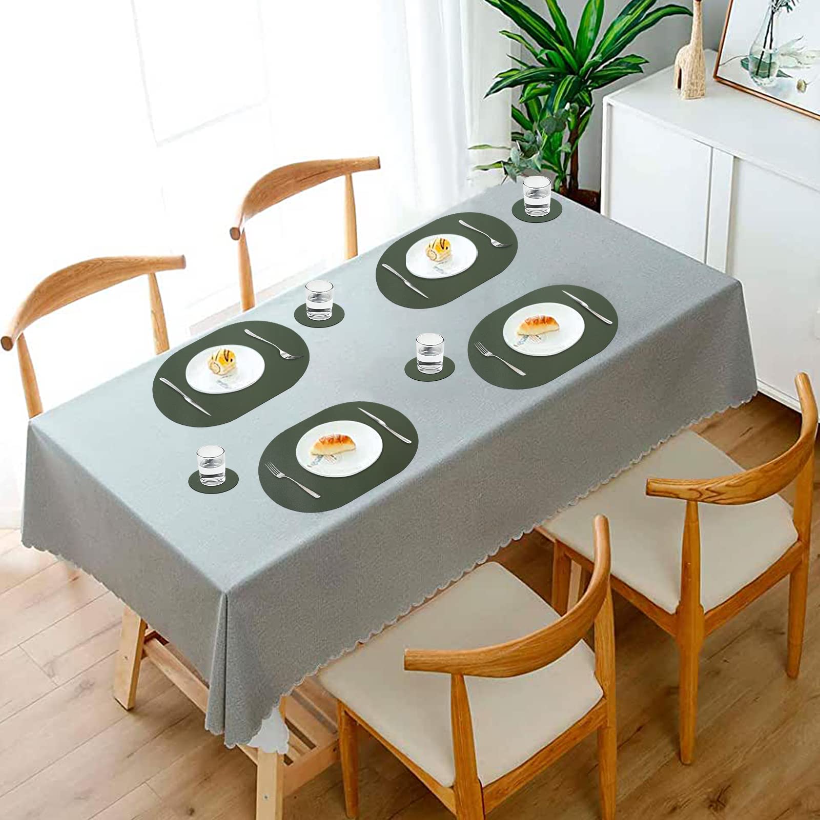 Set di tovagliette e sottobicchieri in similpelle, tovagliette lavabili, set di tovagliette lavabili, decorazione per la tavola, tovaglietta rotonda, tovagliette per cucina e tavolo da pranzo, set da