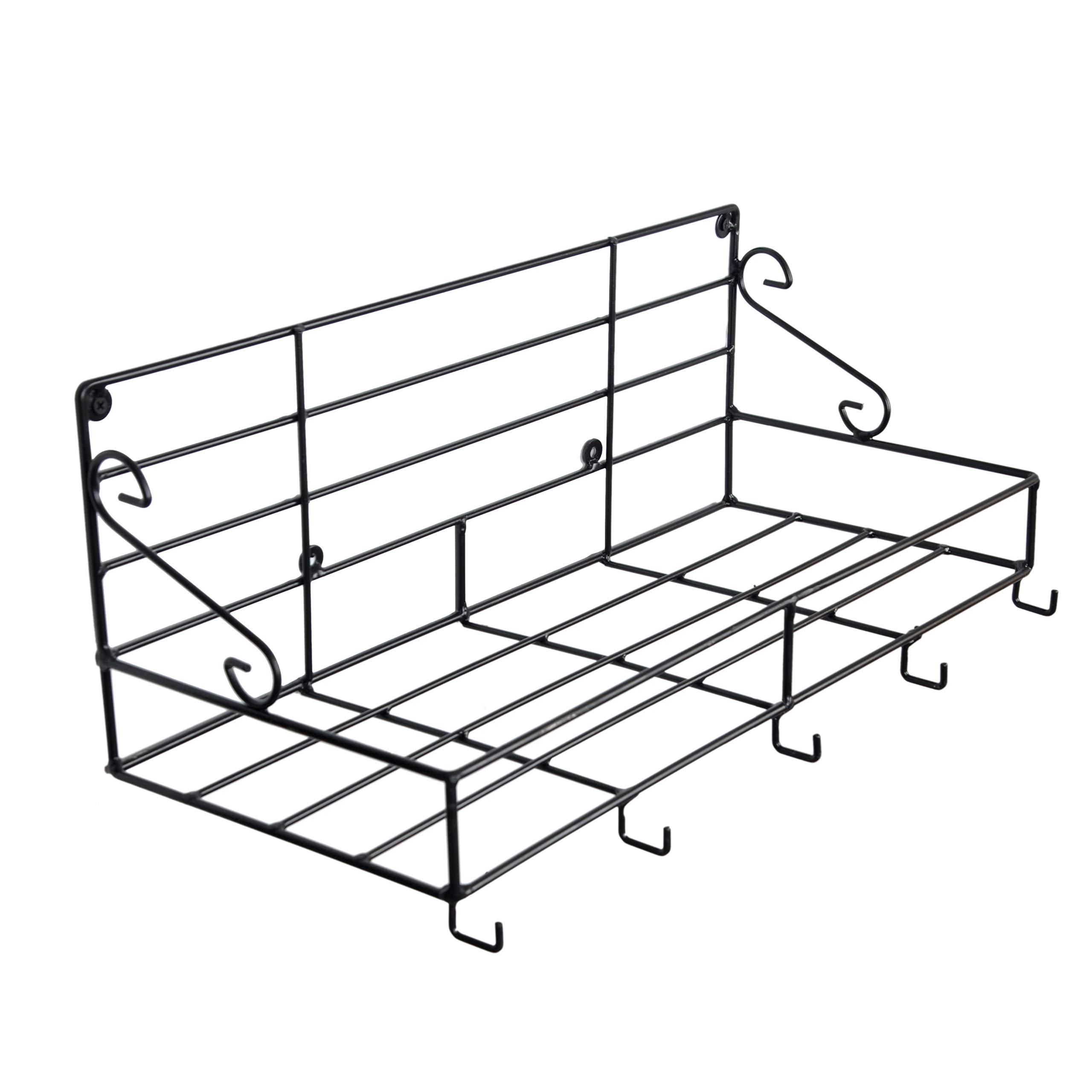D&V Engineering Wall Mounted Kitchen Rack | Heavy Duty Metal Hanging Shelf Storage Organizer for Pots, Pans & Utensils | Holds Up to 20 kg | Simple Installation | Black 3