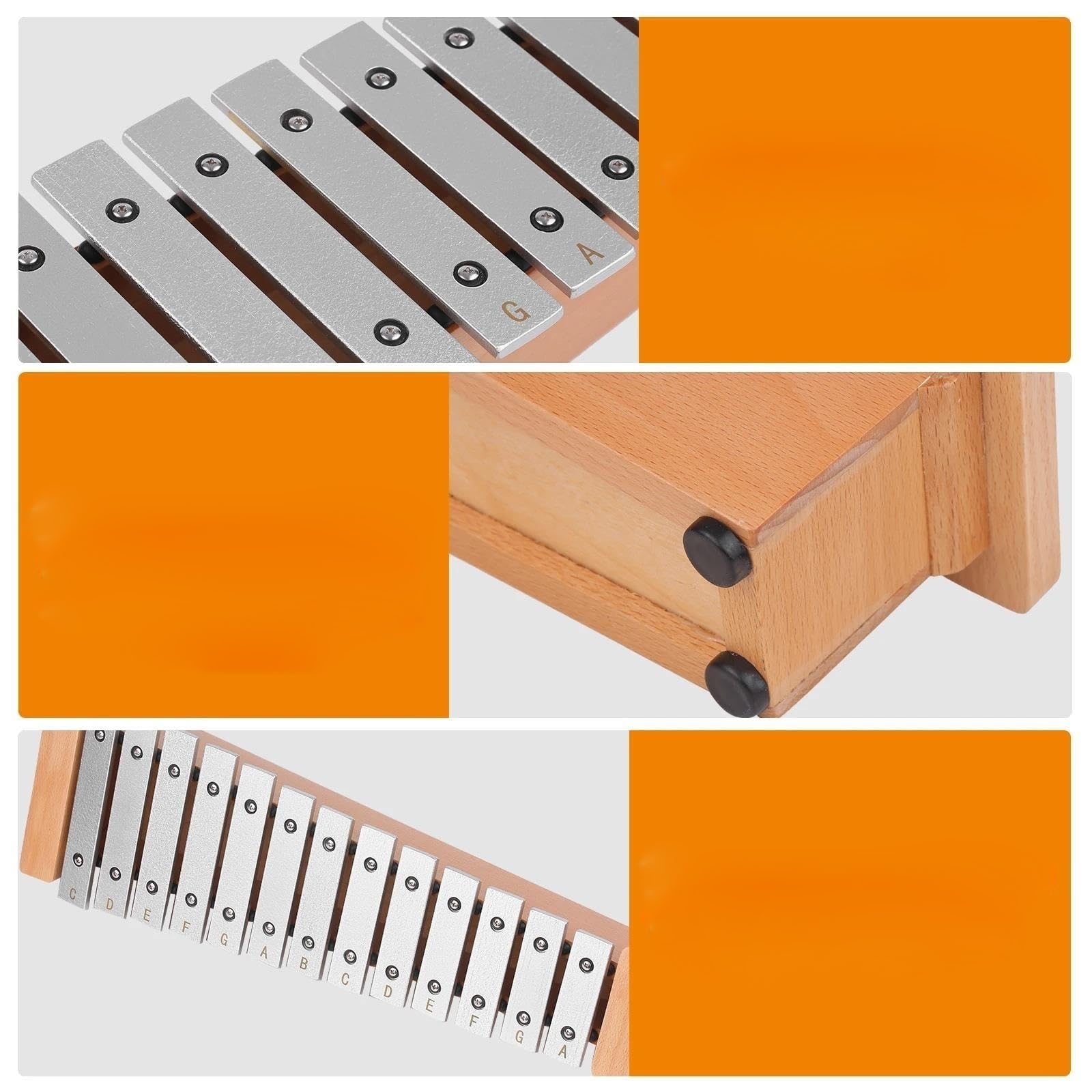 Instrument Ksylofonowy 13-Note Glockenspiel Przenośny Aluminiowy Fortepian Ksylofon Instrument Perkusyjny Instrument Muzyczny Z Drewnianymi Pałeczkami