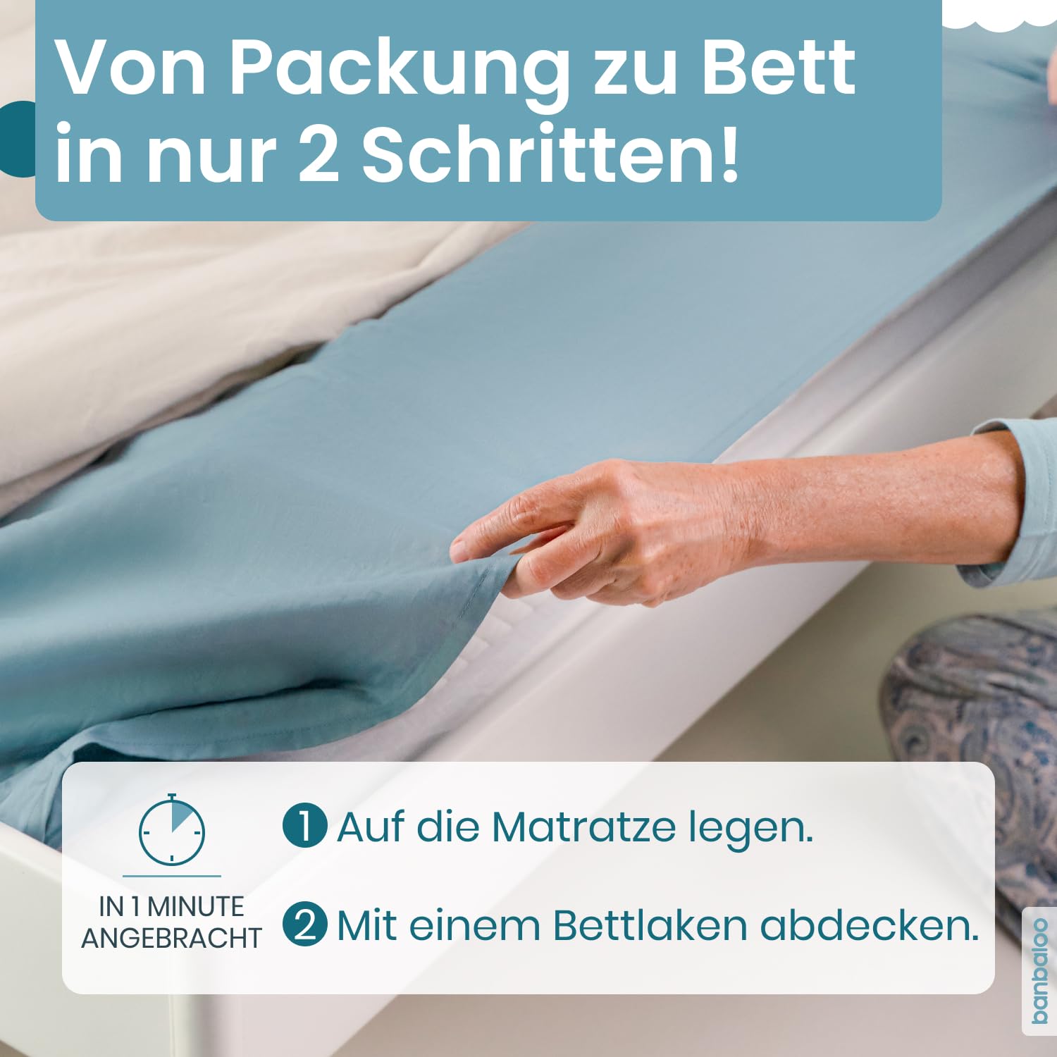 BANBALOO - Rausfallschutz für Kinderbett - Bettrolle für Kleinkinder Bett, Randkissen mit Memory-Schaum-Polsterung, Bettschutzgitter - Rutschfestes Tragbares Trennkissen - Bettgitter Rausfallschutz