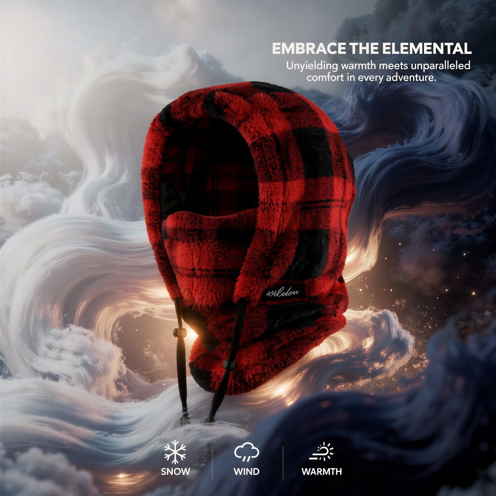 Cagoule d'hiver à Carreaux, Taille Unique en Polaire Thermique, Couvre Visage et Cou, Capuche écharpe en Polyester Coupe Vent, Doublure pour Casque de Ski, vélo, Snowboard et activités extérieures