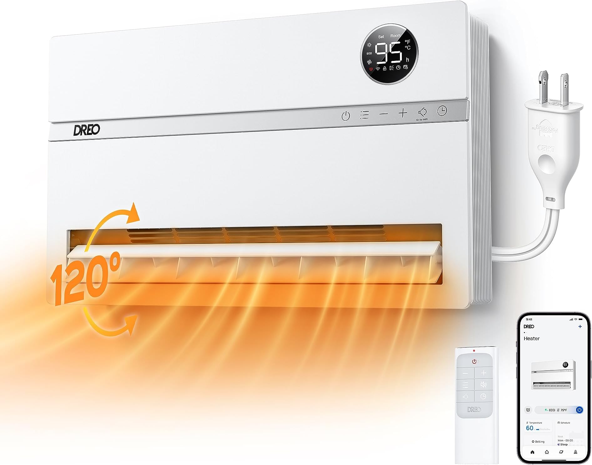 Amazon.com: Dreo Wall Heater for Bathroom, Smart Space Heaters with ...