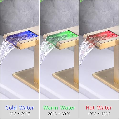 Miniatura 3 de Grifo para el fregadero del cuarto de baño con 3 colores cambiantes LED, cascada, caño