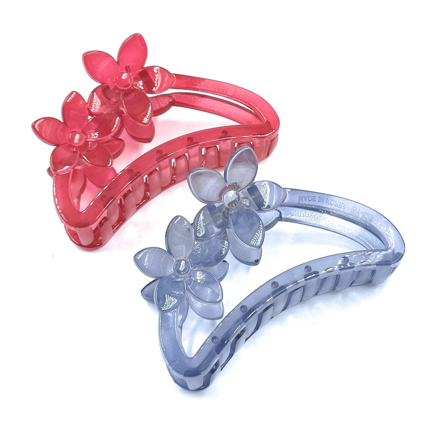 Fairytale Big High Grip Floral D Shape Korean Hair Clutcher Hair Clip/Claw For Girls And Womens.Set Of 2. Size 9 cm. (Red & Blue) (B08X6R5MB4) Amazon Price History, Amazon Price Tracker