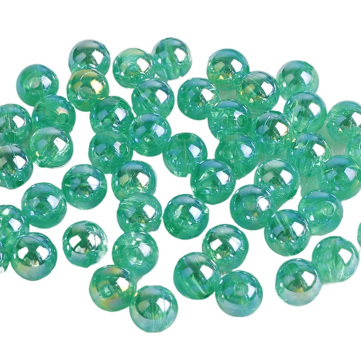 JINFEUGE 6/8/10Mm Loose Acrylic Beads Rainbow Ab Color Round Clear Beads,for Jewelry Making DIY Bracelet Necklace Earrings/Green/6Mm 100Pcs