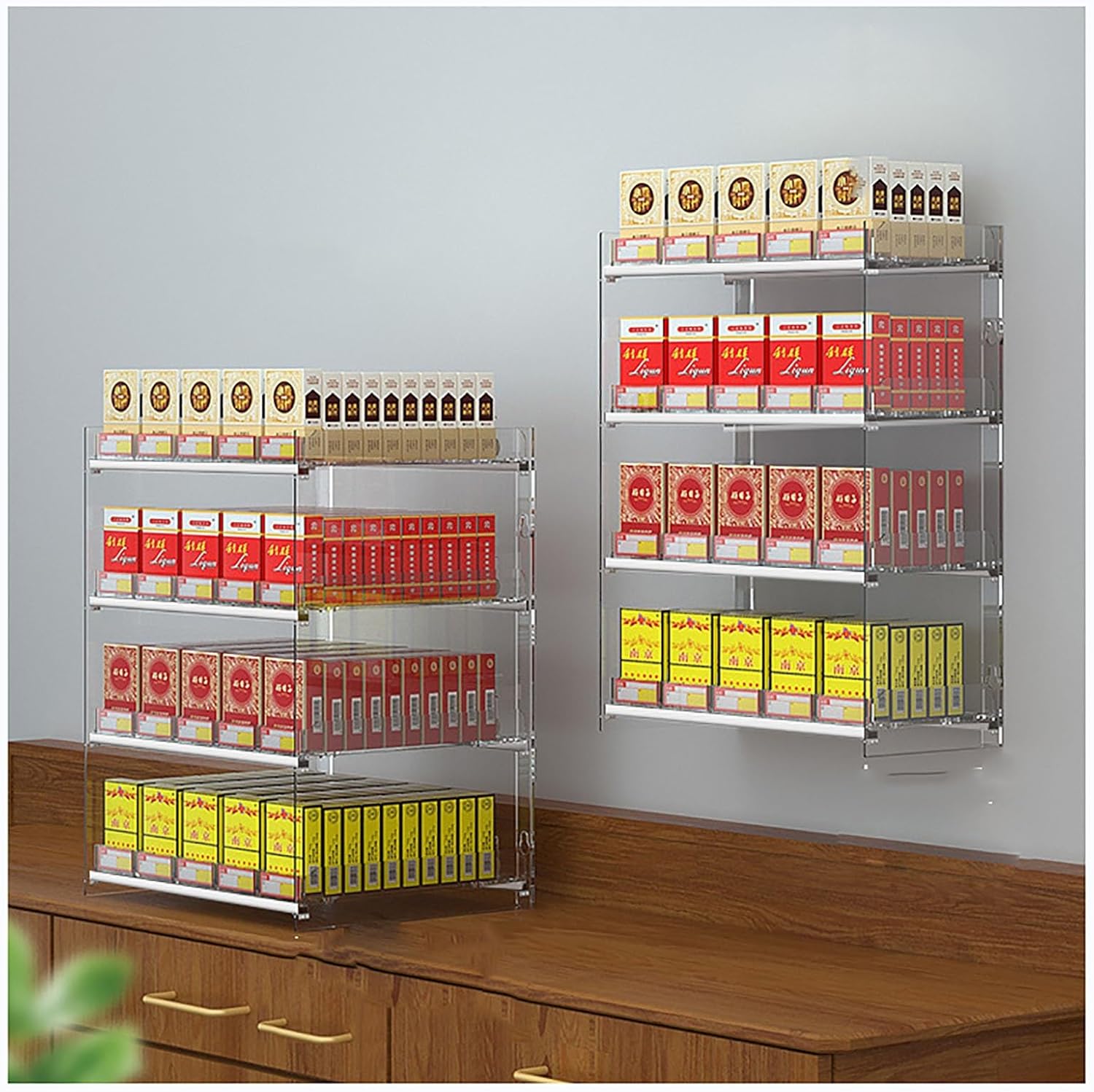 Wall-Mounted Automatic Cigarette Display Rack - 62.5x29x58.9cm Circular Shelves for Retail Store, Efficient Cigarette Holder Case for Organized Merchandising