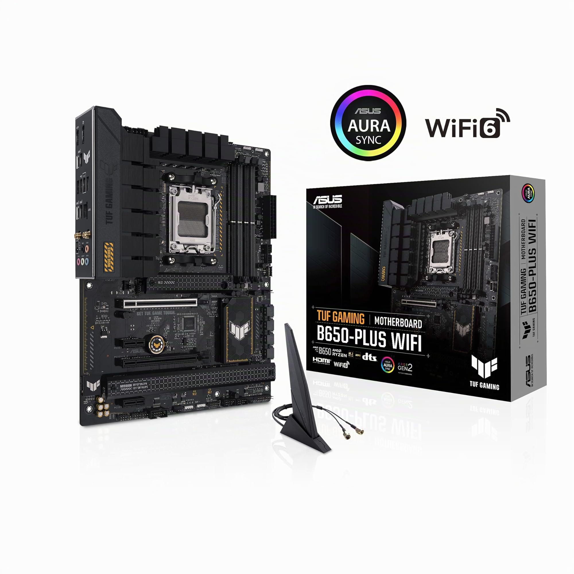 ASUS TUF Gaming B650-PLUS WiFi AMD B650 AM5 Ryzen™ Desktop 9000 8000 et 7000 ATX, 14 Niveaux d'alimentation, PCIe® 5.0 M.2, mémoire DDR5, WiFi 6 et Ethernet 2,5 Go, Prise en Charge USB 4® Aura Sync