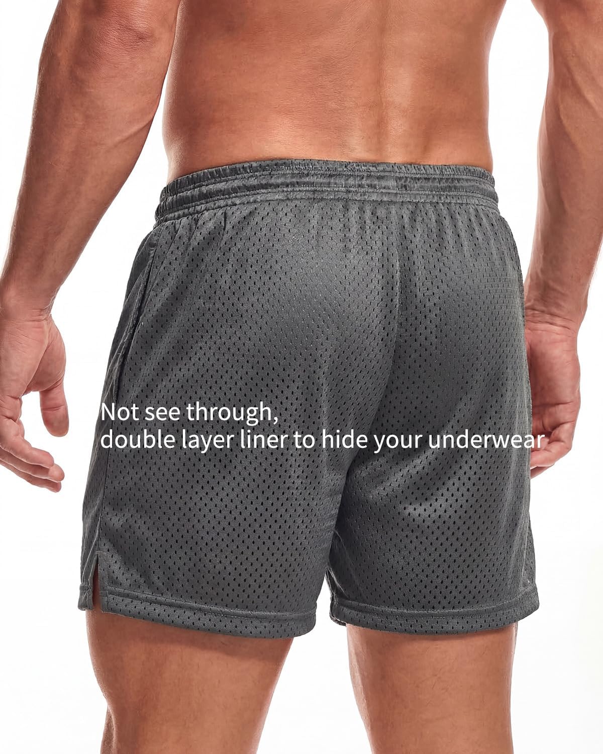 AIMPACT Mens Mesh Shorts Breathable Double Layer Fabric 6 Inch Basketball Sportswear Lounge Shorts