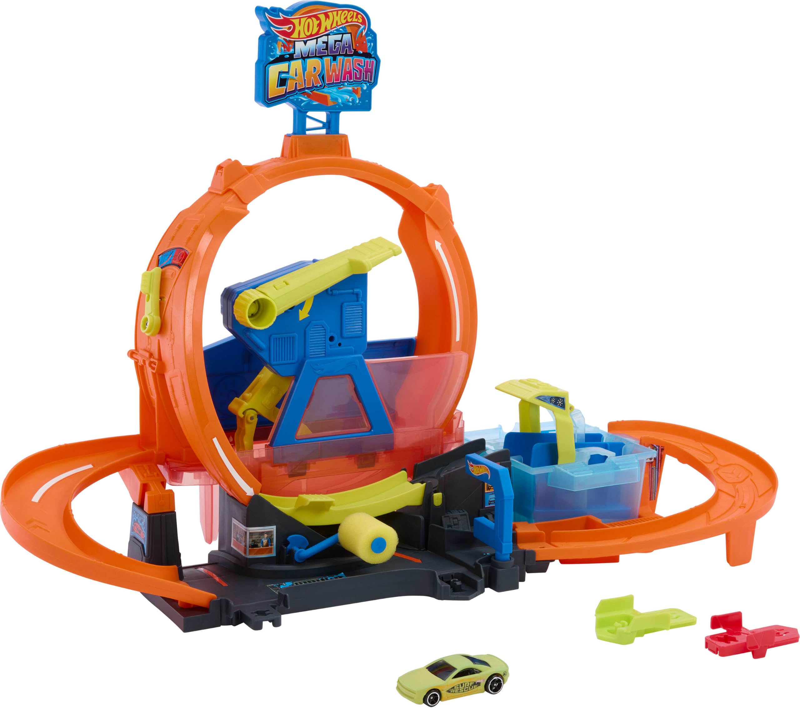 ​Hot Wheels City Mega Loop Car Wash Playset & Color Shifters Vehicle