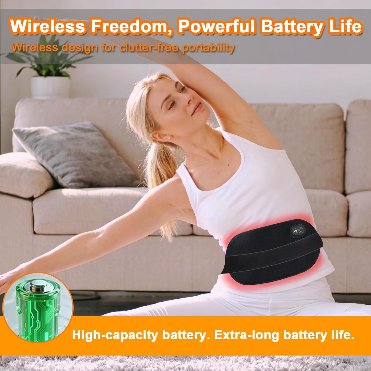 Cordless & Rechargeable Red Light Therapy Pad for Body, Battery Powered 660nm & 850nm Light Therapy Belt with Heat, Adjustable Straps for Back, Waist, Shoulder & Knee, Portable Use Anywhere