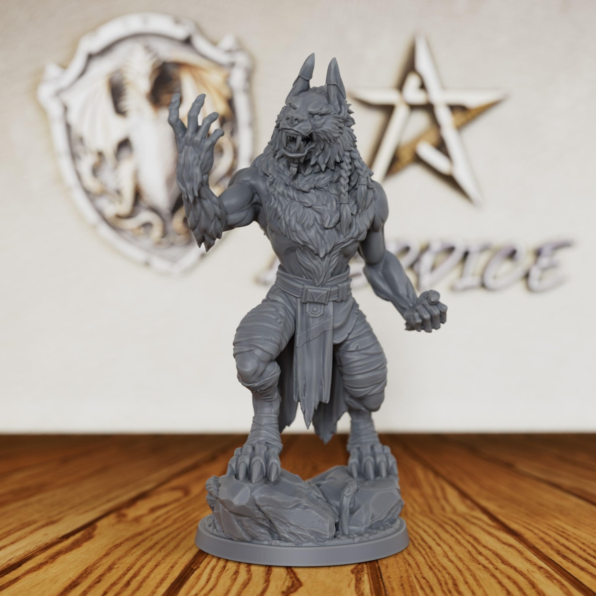 AUSPDICE DND Unpainted Werewolf Miniature for Tabletop RPG, Fantasy World, Miniature Figure Ideal Gift for Dungeon Masters