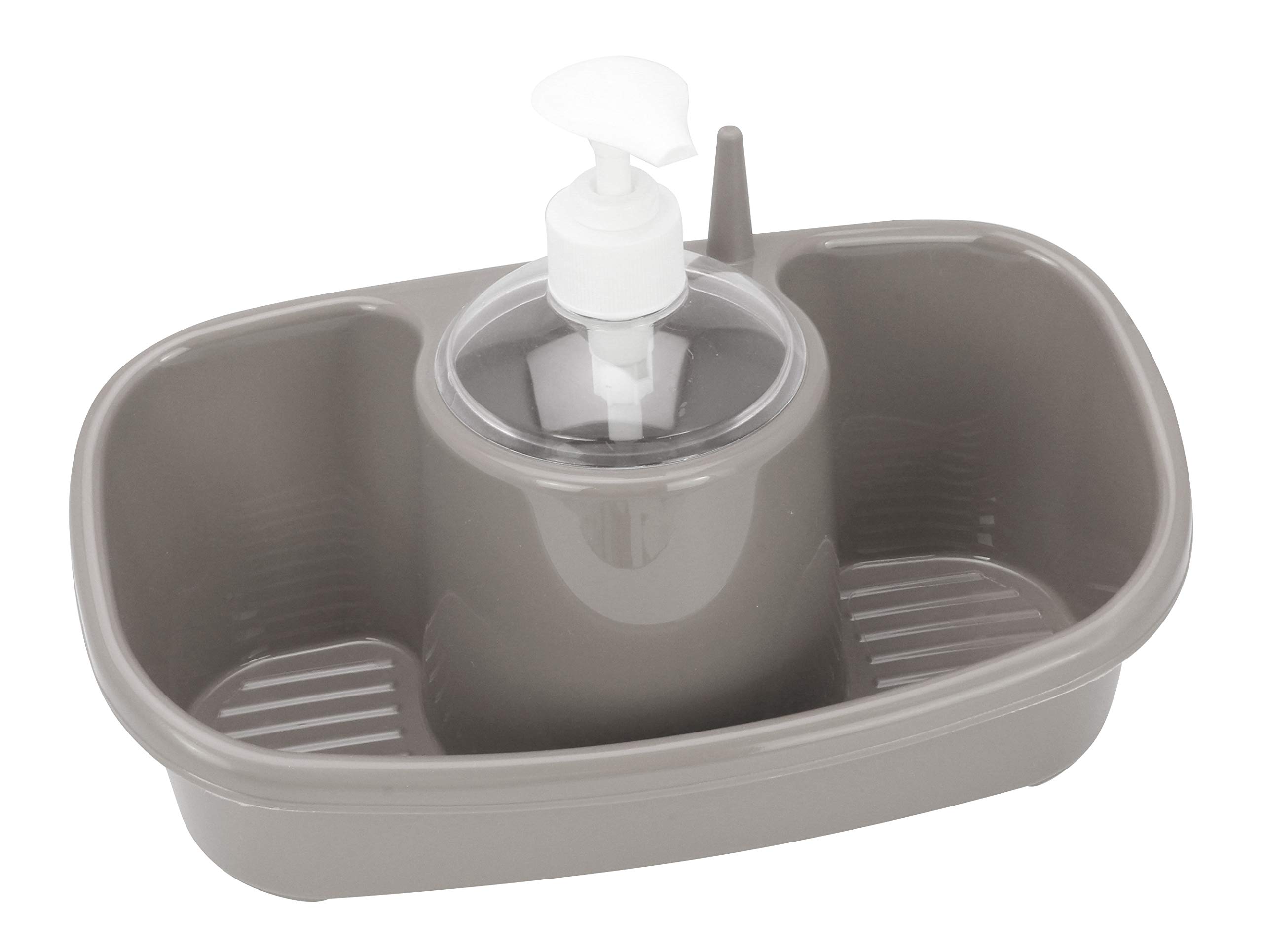 PlasticFortePlastic Forte 3-In-1 Soap Dispensing And Sponge Holder 250ml - Light Grey